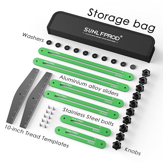 Stair Tread Template Tool - Solid Stair Tread Gauge Stair Jig Stair Measuring Tool Stair Gauge Jig Stairs Template Tool for Stair Step Scribe Tool Shelf Template Projects (Green-Gray)