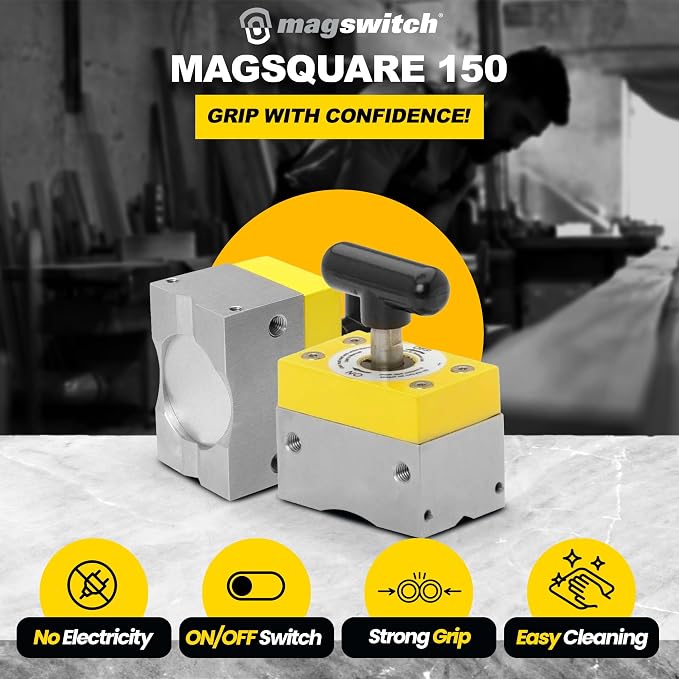 Magswitch MagSquare 150 Magnetic Welding Positioning Square, 2 Pack | Fast, repeatable magnetic positioning with two 150 lb MagSquares for welding, fabrication and fixture setup.