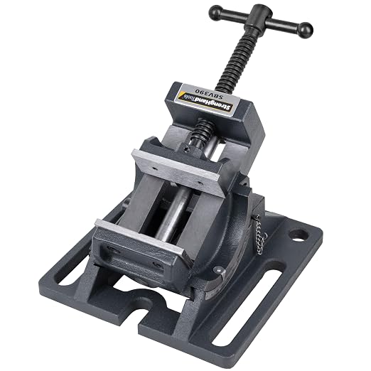 Strong Hand Tools Cradle-Angle Drill Presss Vise with 2500 lb of Clamping Force, MAX 3.5" Jaw Opening, 0-90 Degree Adjustable Tilt, Durable Cast Iron Vise, For Drill and Woodworking, SBV390