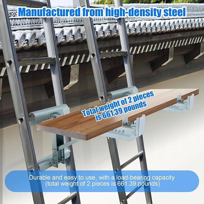 Ladder Jacks, 2 Pieces 661.39 LBS Scaffolding Platform, Sturdy High-Strength Ladder Jack, Ladder Jack for Working Stage, Load-Bearing Brackets for Ladders, Silver