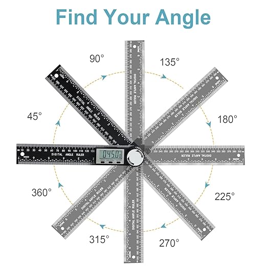 Third Generation Protractor Angle Finder, Digital Angle Ruler with 7inch/200mm, Angle Gauge for Woodworking/Carpenter/Construction Tools(2 Batteries Included) (Enhanced ABS)