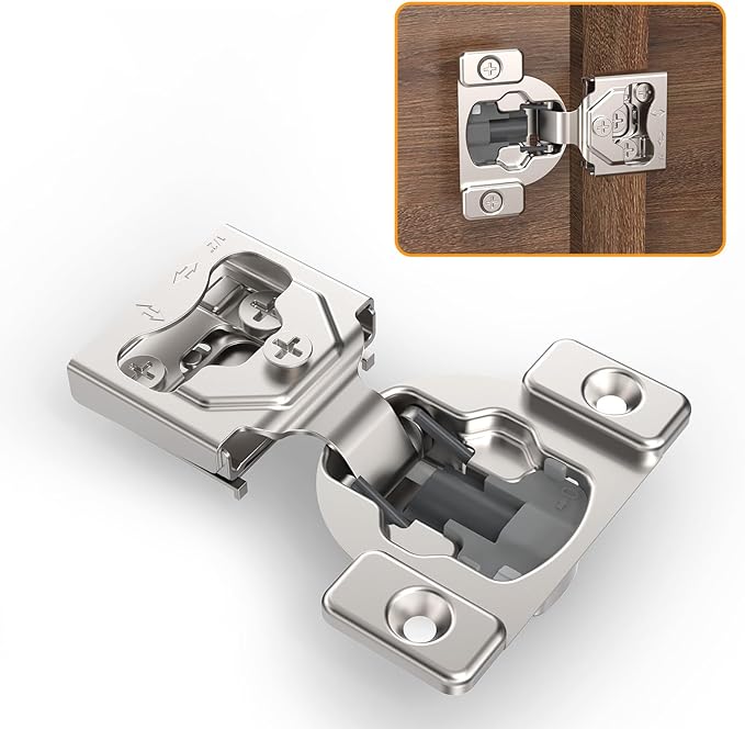 Chibery 20 Pack 7/16" Overlay 4D Concealed Hinges for Face Frame Door, Soft Close On/Off Switch, Self Closing, 105° Open Angle Concealed Stainless Steel Hinges for Framed Cabinet, Satin Nickel