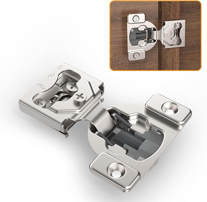 Chibery 20 Pack 1/2" 4D Concealed Hinges for Face Frame Door, Soft Close On/Off Switch, Self Closing, 105° Open Angle Concealed Stainless Steel Hinges for Framed Cabinet, Satin Nickel