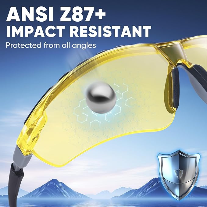 TICONN Anti-Fog Safety Glasses for Men and Women, ANSI Z87.1 Scratch Proof Eye Goggles with Adjustable Arms and UV Protection