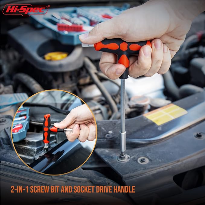 Hi-Spec Compact Auto Garage Tool Kit with Digital Tire Pressure Gauge