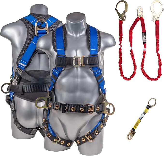 Hammerhead 5pt Safety Harness Back Padded, QCB Chest, Tongue Buckel Legs Straps, Back & Side D-Rings
