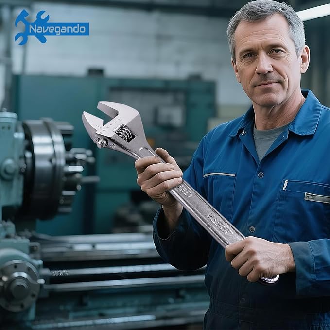 Navegando 15 Inch Adjustable Wrench, Professional High Carbon Forged Steel Wrench,for Automotive & Industrial Use, Heavy Duty