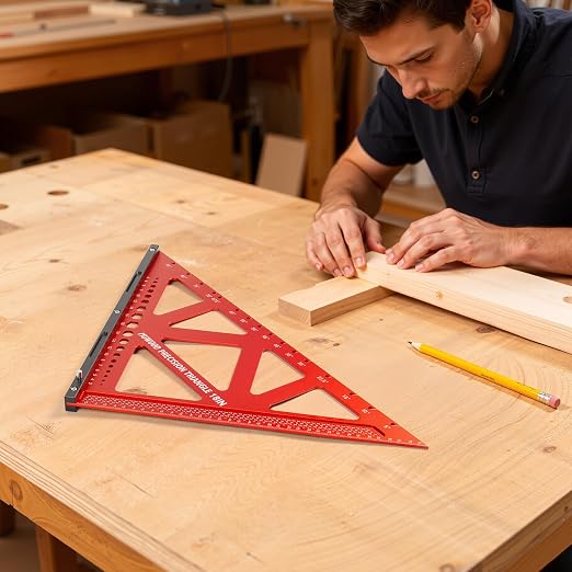 Precision Triangle Square 18 inch, Imperial Scale Framing Square for Precise 90 and 45-Degree Measurement, Multifunctional Aluminum Alloy Architect Ruler for Carpenter