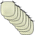 Lunarable Geometric Chair Cushion Pads Set of 8, Polka Dots Spots Classic Style Trendsetting Simple Monochrome Art, Anti-Slip Seat Padding for Kitchen & Patio, 16"x16", Pale Green Fern Green