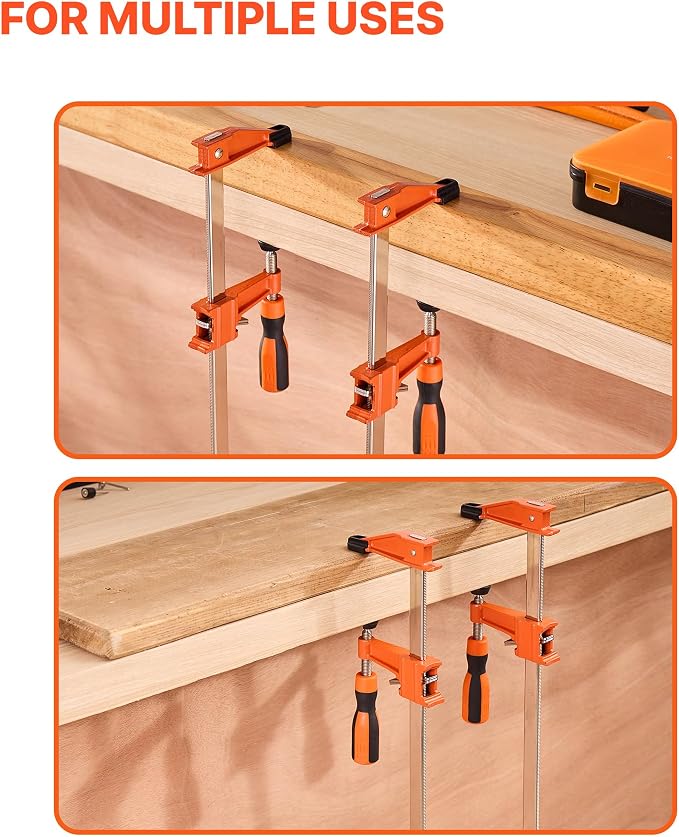VEVOR Bar Clamps for Woodworking, 2-Pack 24 inch Opening, Lockable F-Clamp with 600 lbs Load Limit, 2-1/2 inch Depth, Cast Iron and Carbon Steel, Easy to Use, Wood Clamps for Woodworking Metal Working
