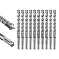 SALI 10PCS 5/8"*8" SDS Plus Rotary Hammer Drill Bit Concrete Drill Bit Kit Cross-Type Double Thread Carbide Material Suitable for Brick, Cement Walls, Stone, Hammer Drill Bits