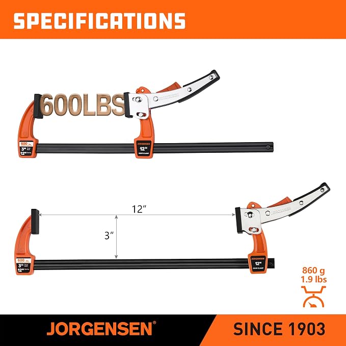 Jorgensen 12-Inch Bar Clamp, Ratcheting Bar Clamp