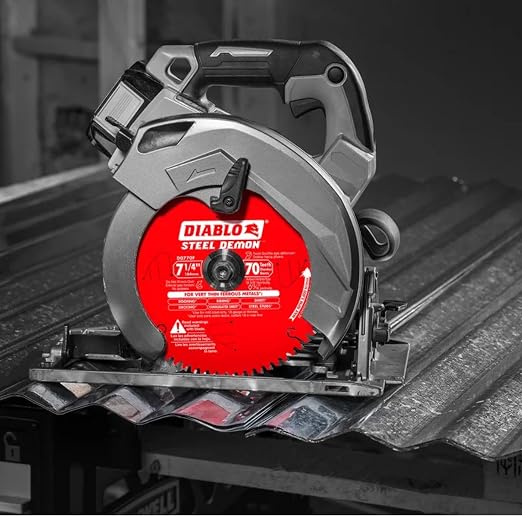 Diablo 7-1/4-Inch x 70-Teeth Steel Demon Carbide Saw Blade for Thin Metal - Ideal for Mild Steel Cutting, 12 Gauge or Thinner - Tico Hi-Density Carbide, Triple Chip Grind - D0770F
