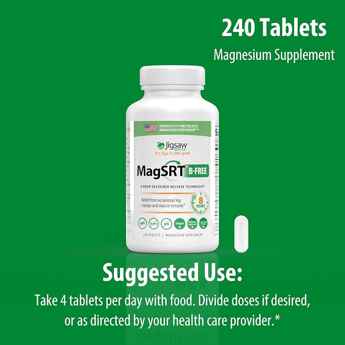 Jigsaw Health B-Free Magnesium Bundle | MagSRT (B-Free), 240 Tablets, and MagRelief, 5 Ounces (Lotion)