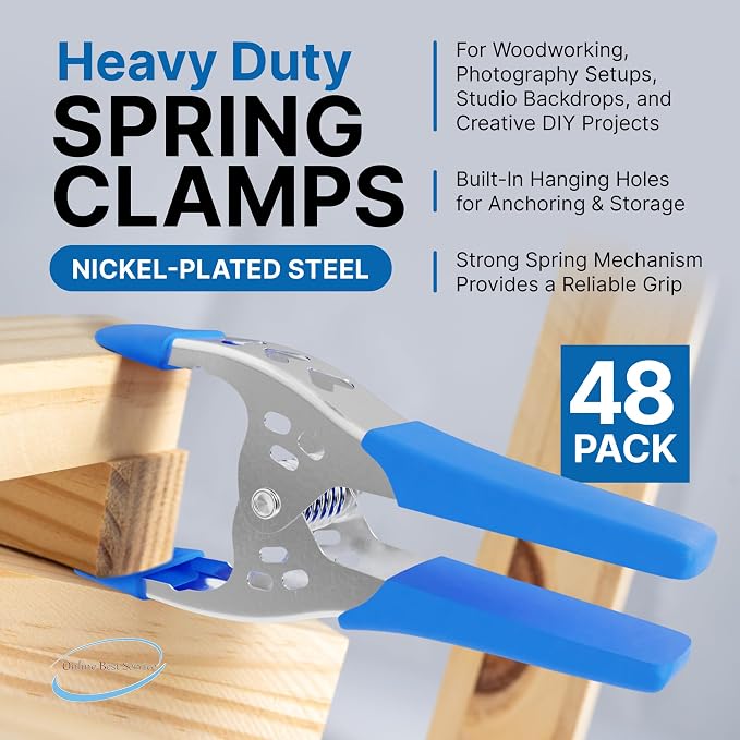 Lot of 48-6" inch Spring Clamp Large Super Heavy Duty Spring Metal Blue - 2.5 inch Jaw opening