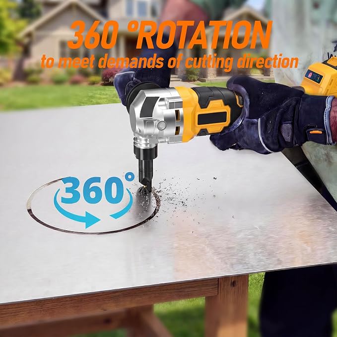 Cordless Metal Nibbler Compatible with DeWalt 20V Battery(No Battery) Brushless Metal Cutter 3-Speed with Assist Handle & 2 Blades for Stainless Steel Aluminum