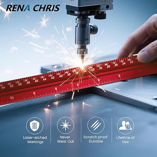 Rena Chris 2PCS Architectural Scale Ruler: 12" Imperial Aluminum Alloy Metal Architecture Measuring Tools, Engineering Drafting Construction Drawing Blueprints Triangular Architect Scaling Rulers