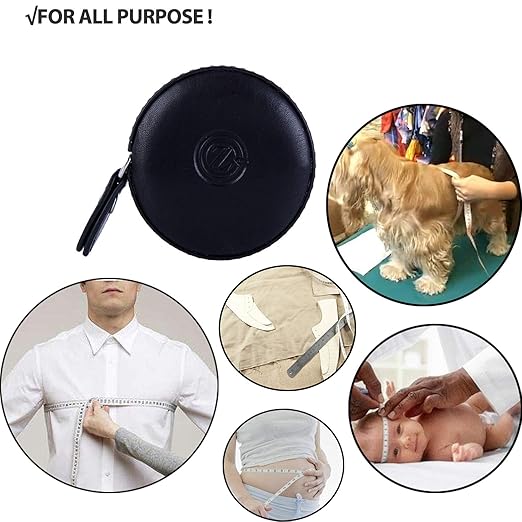 Sewing Tape Measure, Medical Body Cloth Tailor Craft Dieting Measuring Tape, 60 Inch/1.5M Dual Sided Retractable Ruler with Push Button Round(1 Pack, Black)