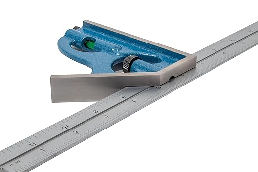 PEC Tools Square Head for 12" and Larger Blades, Cast Iron Combination Square Component Featuring Level Vial and Scribe Tool, Hammertone Powder-Coat Finish, Trusted by Professionals Since 1960