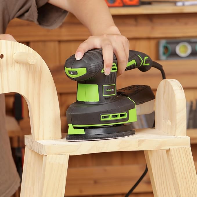 GALAX PRO 250W 2-in-1 Sheet Sanders/Detail Sanders, 6000-12000 RPM 6 Variable Speed Multi-Function Sander with Dust Box, Electric Sander for Sanding Metal and Polishing Wood, Includes 12 Sandpaper