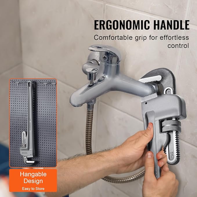 VEVOR Pipe Wrench, 24" Aluminum Straight Pipe Wrench, Adjustable Plumbing Wrench, with High Strength Jaw and Ergonomic Handle, Easy to Carry, Hangable Design, for Water Pipes, Automotive Repairs