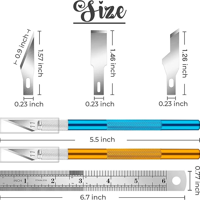 DIYSELF Exacto Knife, 2 Exacto Knives with 40 Spare Exacto Blades, Craft Knife, Hobby Knife, Precision Exacto Knife Set for Crafts, Arts, Modeling, Scrapbooking (#11#16#17), Wood Carving Tools