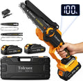 Mini Chainsaw Cordless,6 Inch & 8 Inch Electric Chainsaw with LED Display,2 Batteries Brushless Motor Battery Powered Chainsaw,Handheld Saw for Tree Branches and Garden Cutting