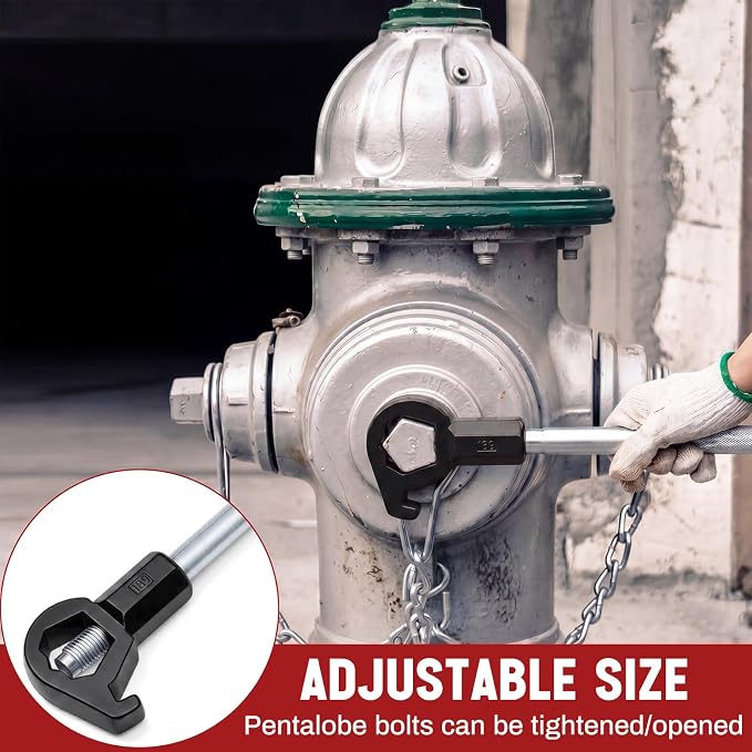Tandefio 1 Pcs Fire Hydrant Wrench, 1-1/2" to 6", Black | Adjustable Hydrant Key for Utility Crews, Multifunctional Hydrant Wrench for Tightening Fire Nuts Tightening Water Pipes