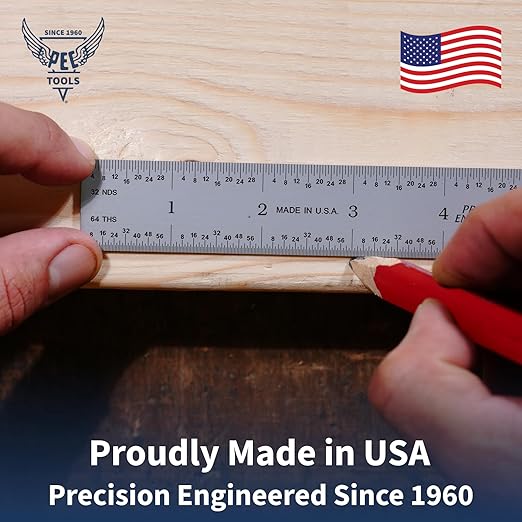 PEC Tools 24" Flexible Steel Rule, Designed for High-Accuracy Industrial Environments, Made in USA