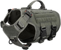 ICEFANG No Pull Tactical Dog Harness for Small Dogs,Adjustable Dog Vest | Control Handle,MOLLE Panel,Front Hook,3 Leash Clips,Soft Padded,for walking training,Green,Small