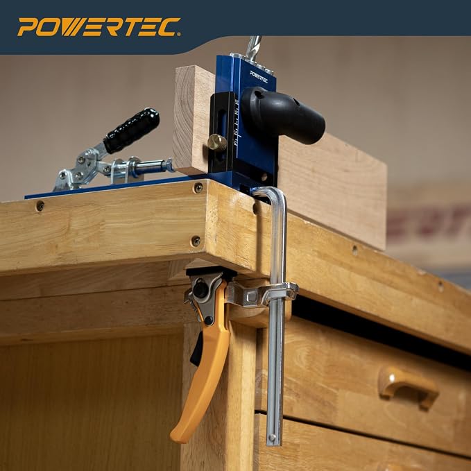 POWERTEC Bench Dog Clamp Set w/Quick Release Ratcheting Table Clamps for 3/4" Dog Holes and MFT/Guide Rail System (72242)