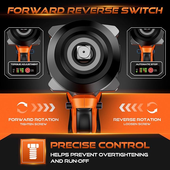 DECERK 900Nm High-Torque Impact Wrench - Covers 94% of OEM Torque Specs for Trucks, SUVs & Farm Equipment [4000mAh Dual Batteries] [1/2 Inch Driver] [21V MAX] Brushless, Cordless, Electric, Power,Gun