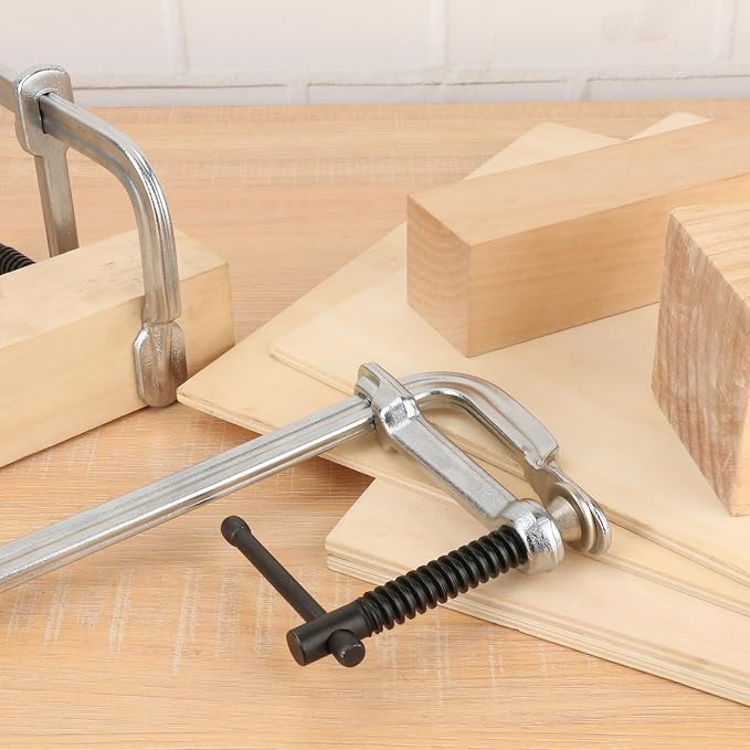 4 Pack 12 Inch Bar Clamps Set, Forged Steel F Clamps, Steel F Clamps, 450Lbs Max Load, Welding Bar Clamps for Welding, Woodworking, Metalworking, and DIY Projects