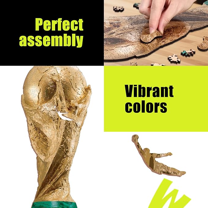FIFA World Cup2026 Trophy Wooden Puzzle for Adults, 200 Pieces Irregular Shape Puzzle, 5MM Thick, Creative Collectible Jigsaw Puzzles Gift for Fans, Officially Licensed Product, 6.3 x 16