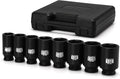 TecoTek 1/2" Drive Deep 6-Point Impact Socket Set, 8-Piece Standard SAE Spindle Axle Nut Impact Socket Set, Cr-Mo, 1-Inch to 1-1/2-Inch Size