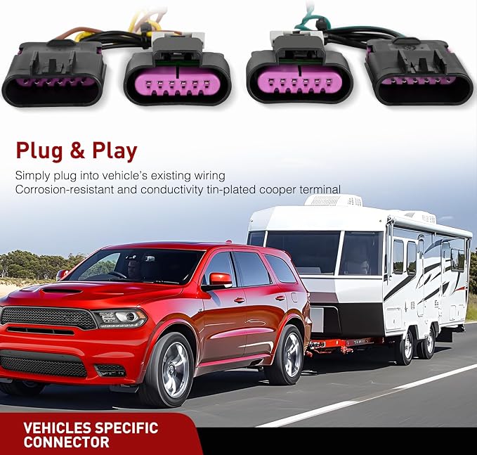 Nilight 4 Pin Trailer Wiring Harness Kit 56336 Simple Fit Tow Hitch | Vehicle Standard 4 Way Connector Custom for 2014 2015 2016 2017 2018 2019 2020 2021 2022 2023 2024 2025 Dodge Durango