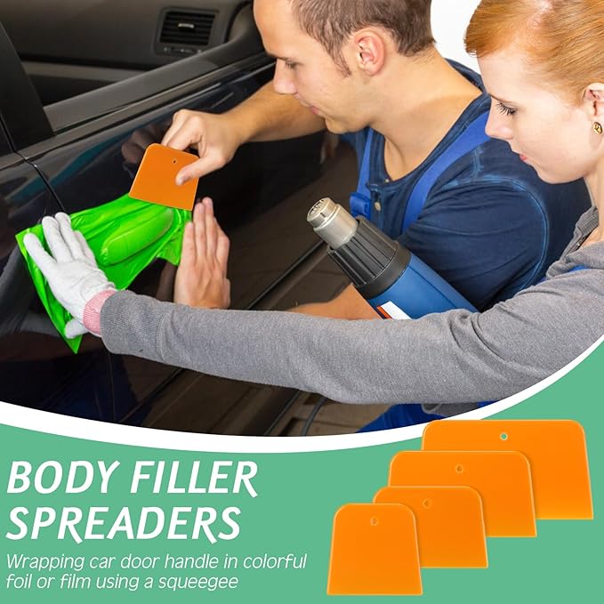 Frienda Body Filler Spreaders Automotive Body Fillers Plastic Auto Spreader Auto Body Spreader for Applying Fillers Putties Glazes Caulks and Paint (12, 4 Sizes)