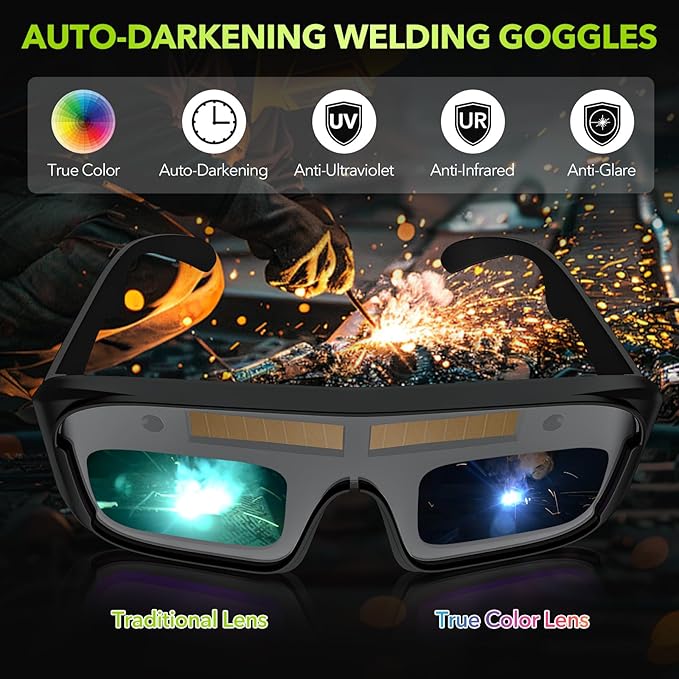 Portable Welding Machine, 110V Handheld Welder with 30PCS Rods & Auto Darkening Goggles, Electric ARC Welder Gun with IGBT Inverter 5 Variable Current Adjustment Fits for 3/32" Welding Rods