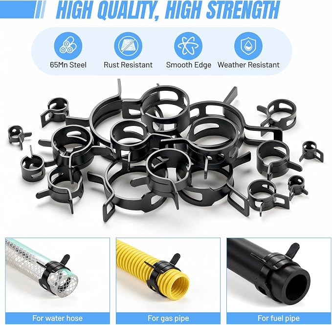 Housolution 400PCS 6-35mm Spring Hose Clamps, 20 Sizes Spring Pipe Clamps