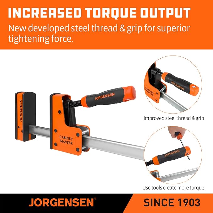 JORGENSEN 72-Inch Parallel Bar Clamps, 2-Pack Cabinet Master Bar Clamps