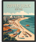 Coppers Beach New York Unframed Wall Art Print Poster, US Vintage Retro Beach Scenery Posters Prints for Restroom Home Picture Painting Artwork Gallery 219 (Coppers Beach New York, 20"L x 16"W, Unframed)