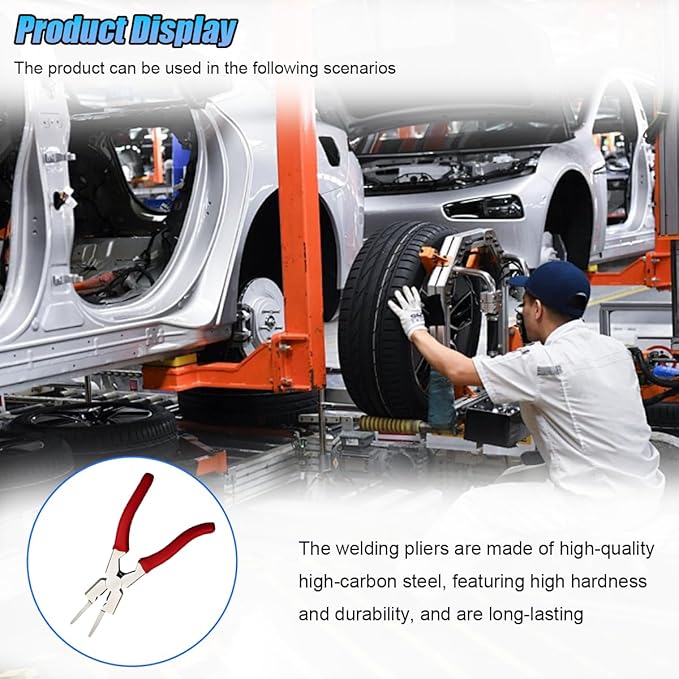 ZIMISI 8"MIG Welding Pliers, Multi-Functional Welding Tool Plier Clip with Anti-Slip Handle, High Carbon Steel Anti-Rust Welder Plier with Long Nose, Fits Scraping, Wire Cutting (Red)