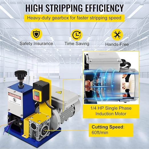 Vevor Automatic Electric Wire Stripping Machine 0.05"-0.98",Portable Dark Blue Wire Stripper, Wire Stripping Machine Tool for Scrap Copper Recycling (Dark Blue): Tools & Home Improvement