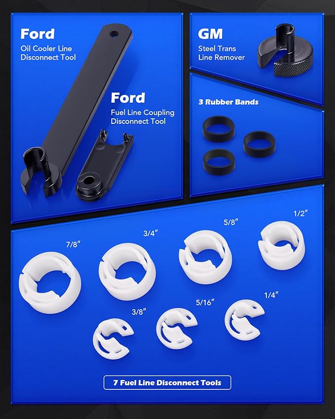 Orion Motor Tech 26pc Master Quick Disconnect Tool Kit, Fuel Line Disconnect Tool Set with Fuel and AC Disconnect Pliers, Fuel Line Removal Tool Set for AC Fuel & Transmission Systems, Blue