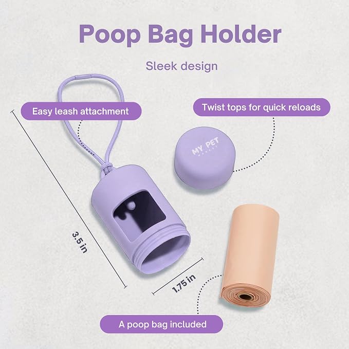 No Pull Dog Harness and Leash Set 3-in-1 Adjustable Anti Pull Dog Harness with Hands-Free Matching Leash,Poop Bag Holder,Easy Walk Dog Harness Extra Small Sized Dog(Lilac)