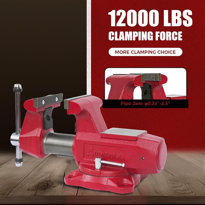 5"Bench Vise, 5.5"Jaw Opening 360° Swivel Base 3.5" Throat Depth