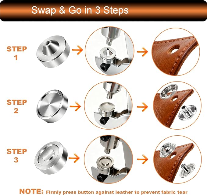 Heavy Duty Snap Fasteners Kit & Snap Fastener Tool with 100 Sets 15mm Boat Cover Snaps - Professional Canvas Snap Button Kit for Boat, RV, Tarp & Canvas Repair