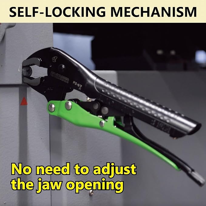 ENGINEER 6.9" Auto Locking Pliers with Stripped Screw Remover Jaws PZ-67 Professional Grade Self-Locking Mechanism, Release Lever