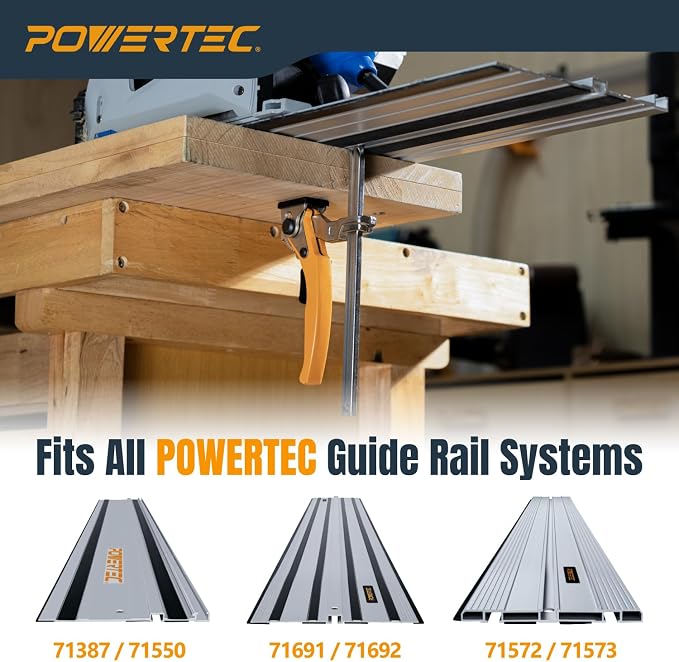 POWERTEC Bench Dog Clamp Set w/Quick Release Ratcheting Table Clamps for 3/4" Dog Holes and MFT/Guide Rail System (72242)