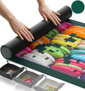 The Original Newverest Jigsaw Puzzle Mat Roll Up, Forest Green, 39.4” x 23.6” Portable Keeper Up to 1000 Pieces with Non-Slip Rubber Bottom & Smooth Top + 3 Puzzle Sorting Trays & Travel Storage Bag